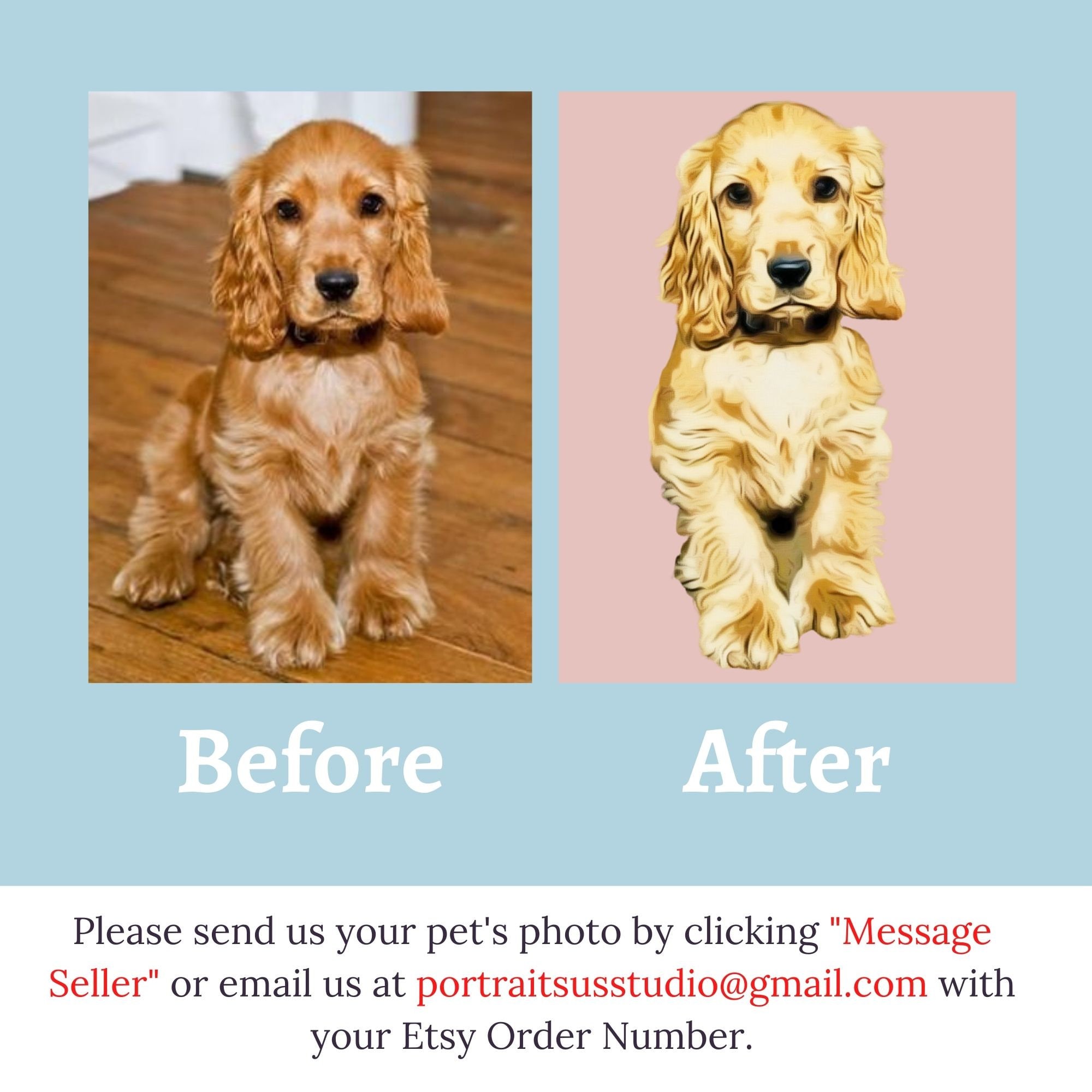 Custom Pet Portraits Using Pet Photo Personalized Digital Dog - Etsy