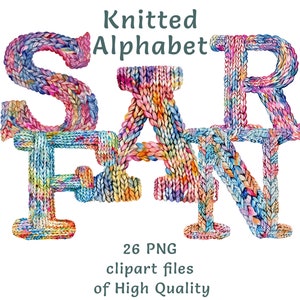Imágenes prediseñadas del alfabeto de punto: 26 letras PNG acogedoras y encantadoras de acuarela para uso comercial, perfectas para manualidades y libros de memoria, descarga instantánea