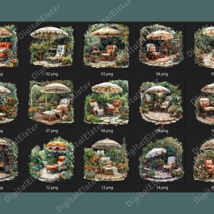 Victorian Garden Umbrella Clipart: 15 Watercolor Elegant PNG, Shade Designs for Commercial Use, Perfect for Invitations & Home Decor Crafts image 2
