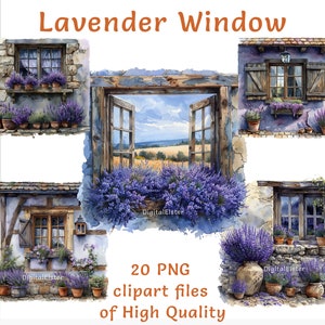 Raamafbeeldingen | Rustieke clipart | Lavendel-clipart | 20 png-bestanden | Aquarel bloemenillustraties | Commercieel gebruik | Sublimatieprint
