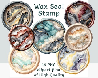 Wax Stamp clipart bundle, Watercolor seal clipart, Commercial use digital wax lock, Sublimation print wedding decor set, Transparent png