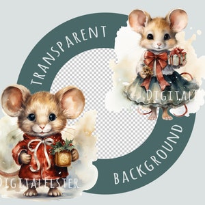 Watercolor Mouse Clipart, 15 High Quality PNG and JPEG, Christmas Clip ...