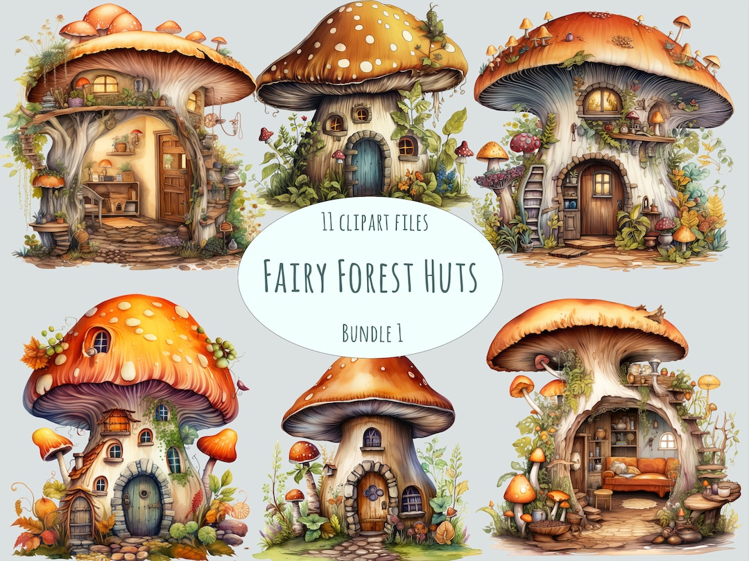 Watercolor Mushroom House Clipart 11 High Quality PNG Wizard House ...