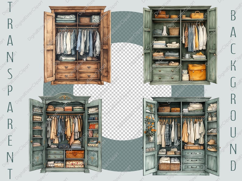 wooden-wardrobe-clipart-bundle-watercolor-furniture-clipart