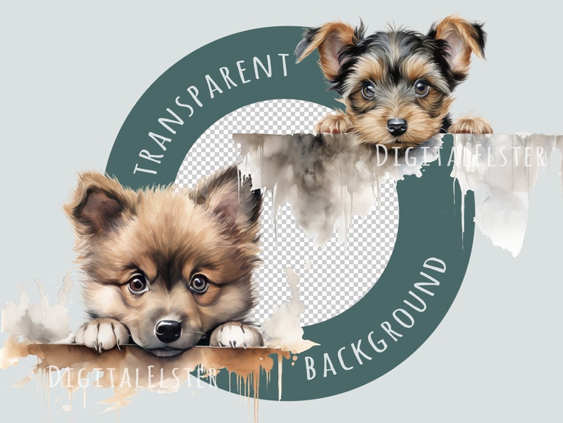 Peeking Puppy Clipart Bundle, Watercolor Dog Clipart, Commercial Use ...