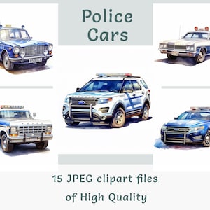 Clipart policyjny | Clipart samochodowy | 15 plików JPEG | Akwarele pojazdów uprzywilejowanych | Komercyjne wykorzystanie chłopca clipart | Materiały do druku cyfrowego | Sztuka dziennika