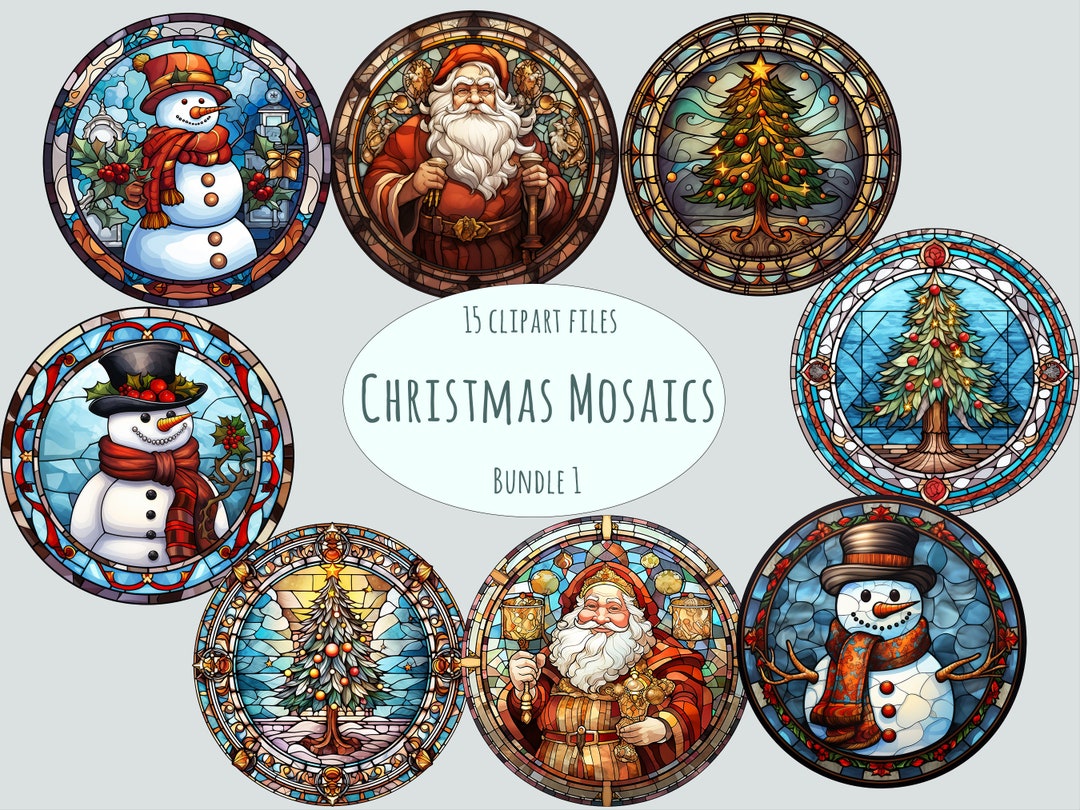 Stained Glass Christmas Mosaic Clipart, 15 Watercolor PNG for Holiday Crafts, Commercial Use, Festive Decoration, Instant Art DIY Projects - Etsy stained-glass-christmas-mosaic-clipart-15-watercolor-png-for-holiday-crafts-commercial-use-festive-decoration-instant-art-diy-projects-etsy