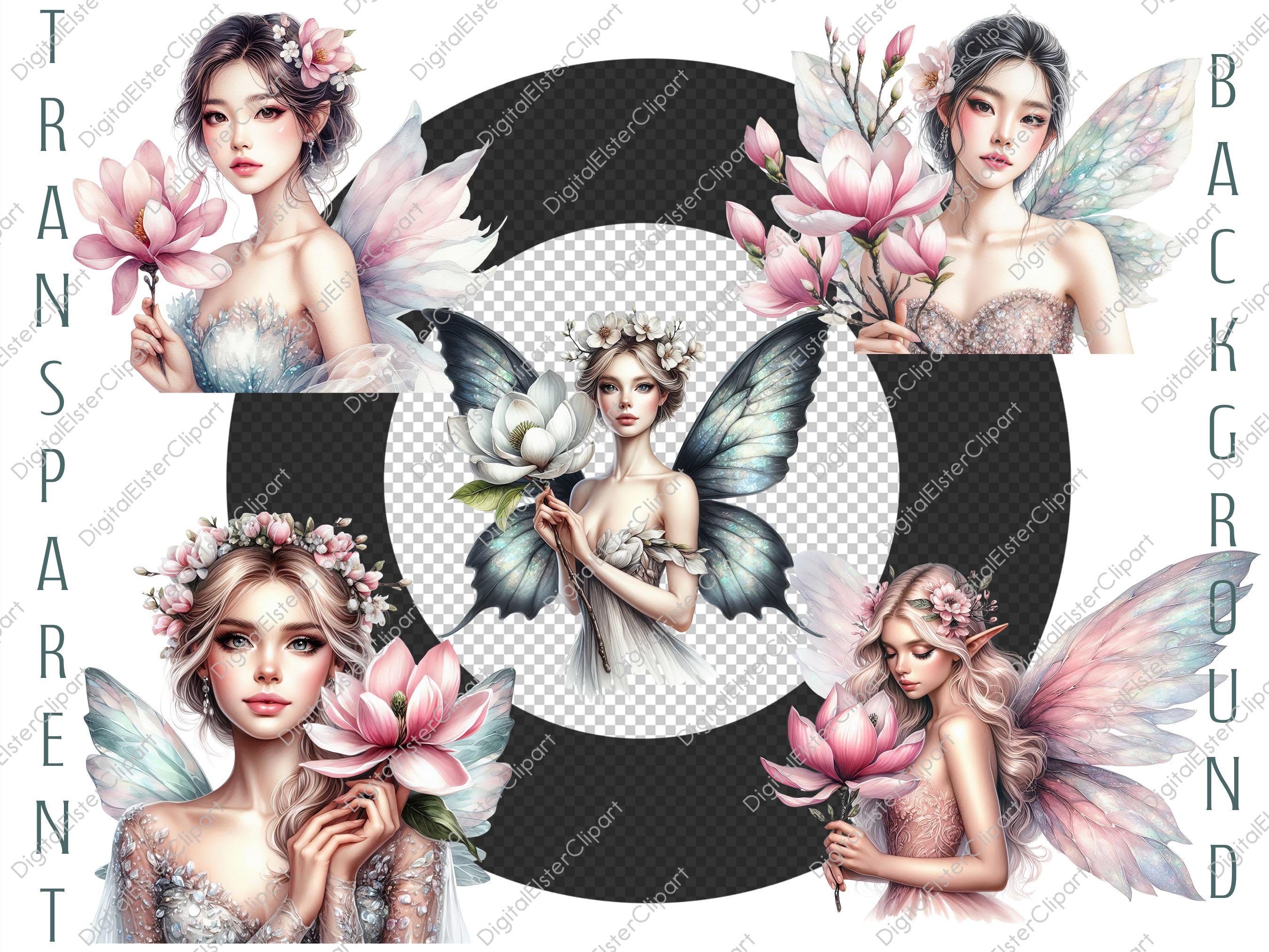 Magical Fairy Clipart Bundle, 39 Watercolor Png Files With Transparent ...