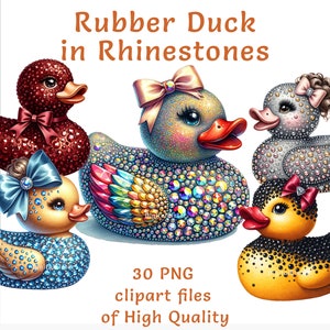 Blinged Out rubberen eend clipart-30 aquarel png, commerciële licentie inbegrepen, ideaal voor uitnodigingen, feestdecor en boetiekambachten