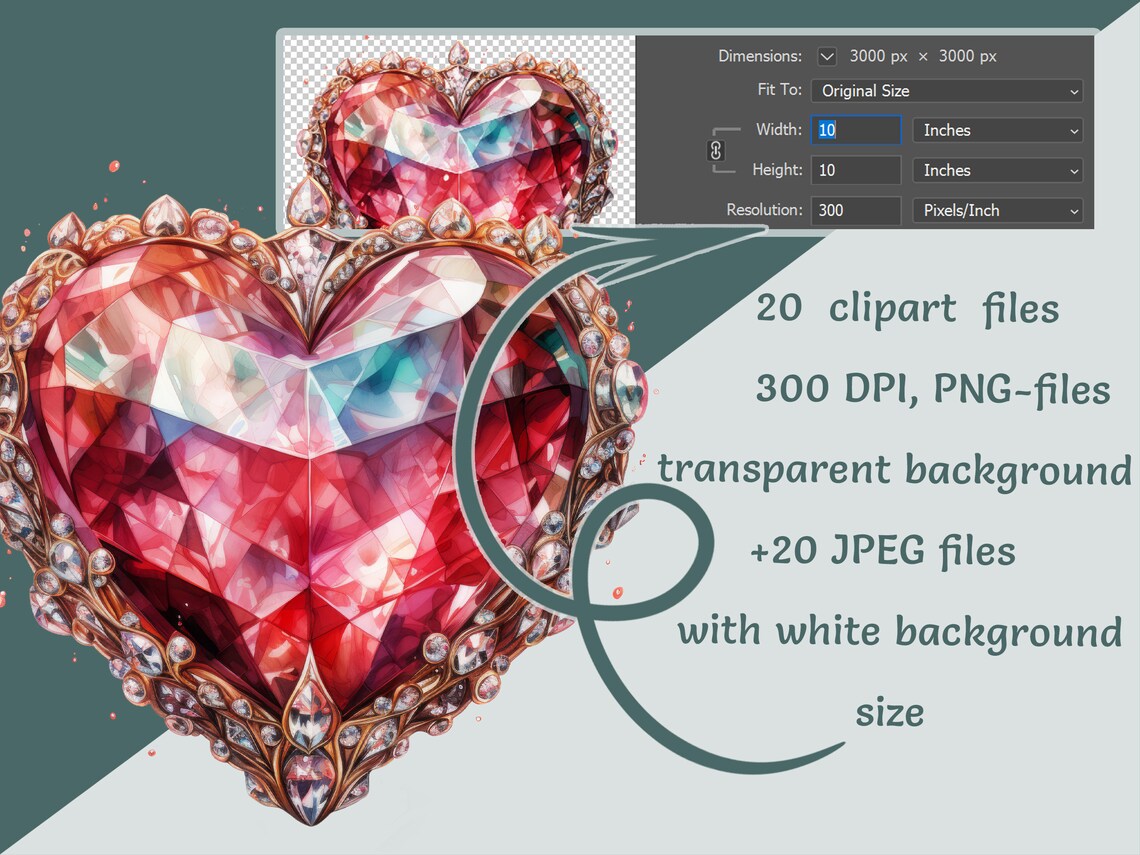 Jewelry Clipart Collection: Romantic Hearts for Valentine's Day - 20 ...