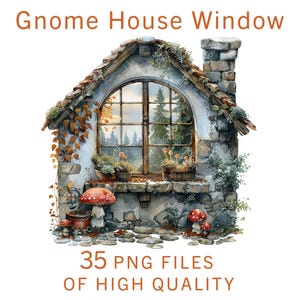 Fenster Clipart, 35 PNG Pilz Elemente, Aquarell Garten Aufkleber, Natur inspirierte digitale Kunst, kommerzielle Lizenz, sofortiger Download