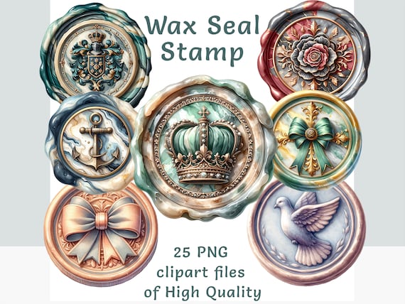 Wax seal clipart bundle, watercolor seal clipart, commercial use stationary stickers bundle, sublimation print envelope decor package set
