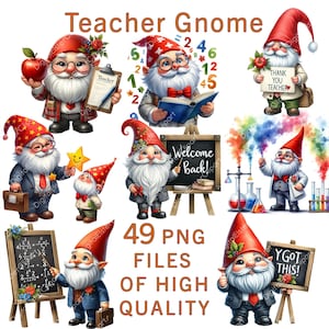 Gnome Clipart | 49 PNG Files | Watercolor Teacher Clipart | School Clipart | Back to school art | Commercial Use | Science Bundle