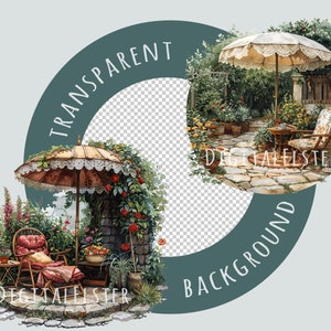 Victorian Garden Umbrella Clipart: 15 Watercolor Elegant PNG, Shade Designs for Commercial Use, Perfect for Invitations & Home Decor Crafts image 3