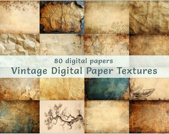 Vintage Digital Paper Textures Pack Old Paper Backgrounds Antique Paper Sheets Distressed Paper Collection Scrapbooking Journal Design