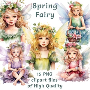 Fee Clipart | 15 PNG-Dateien | Aquarell verzauberte Feen digitale Clipart | Kommerzielle Nutzung mythische Aufkleber | Sublimation himmlische Cliparts