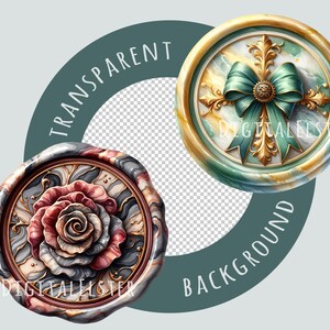 Watercolor wax seal stamp clipart featuring 15 high-resolution PNG & JPEG files of vintage royal crests, floral seals, nautical designs, and decorative emblems. Perfect for wedding invitations, stationery, branding, and historical-themed printables.