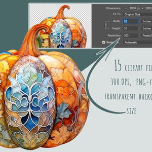 Kürbis Clipart, Halloween-Aufkleber, 15 hochwertige orange Kürbis PNG, kommerzielle Nutzung, hochwertige Aquarell verzierte Herbst Printables