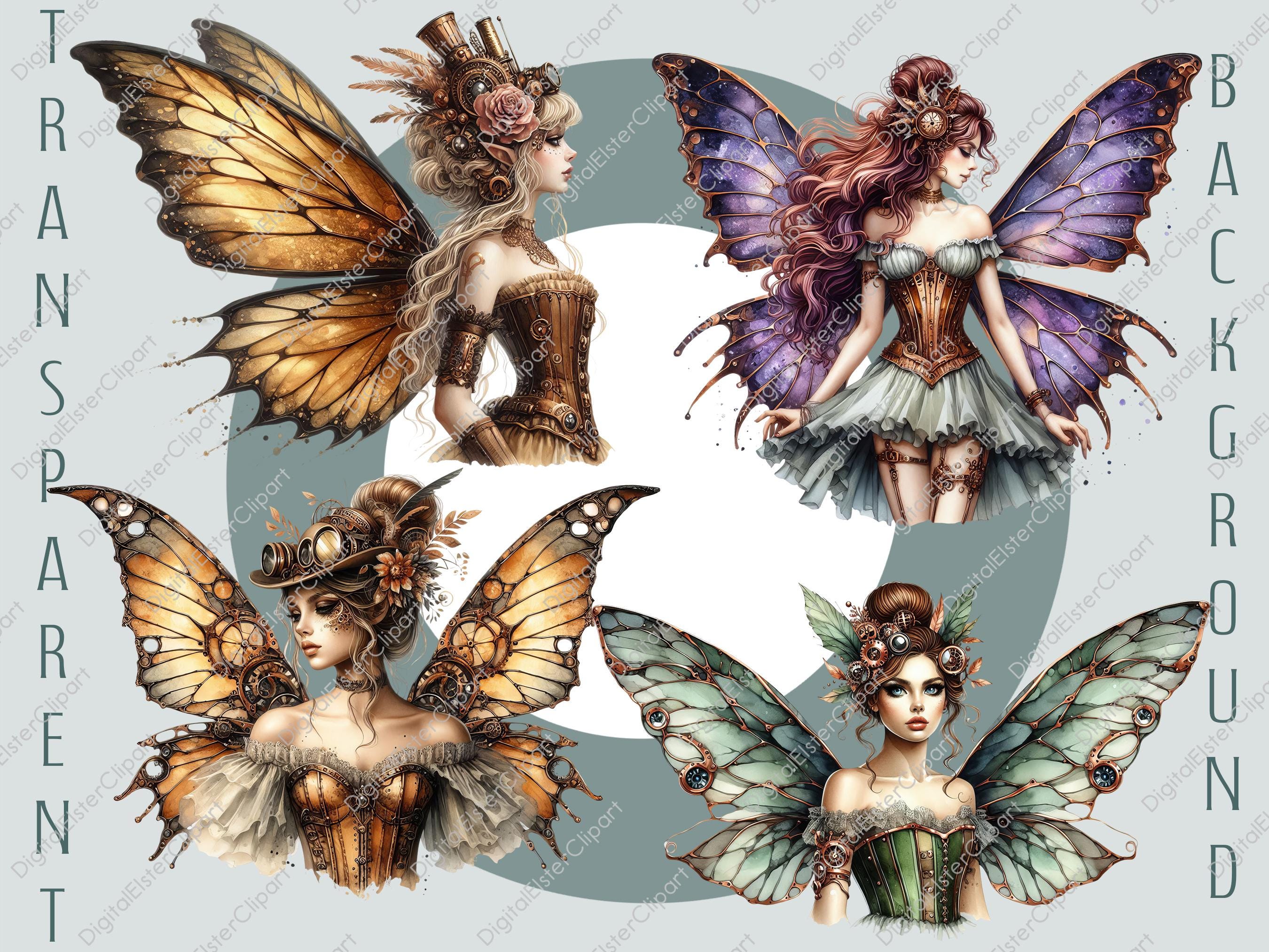Fairy Clipart Bundle, Watercolor Gothic Clipart, Commercial Use ...