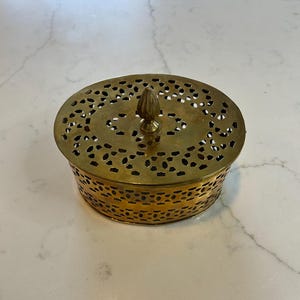 Vintage Brass Container with Lid