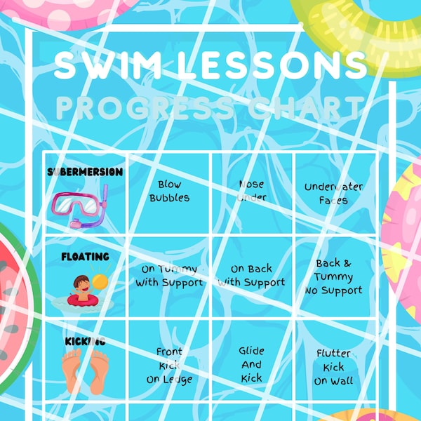 Swim Lesson Progress Sticker Chart