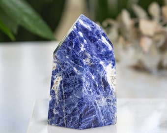 Sodalite Crystal Tower, Polished Sodalite Crystal, Crystal Shop, Crystal Display, Sodalite Gemstone, Rocks and Minerals, Crystal Decor