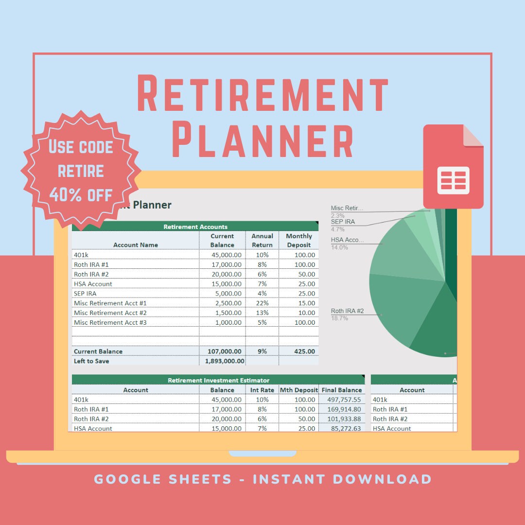 Simple Retirement Planner Google Sheets Retirement Tracker Simple