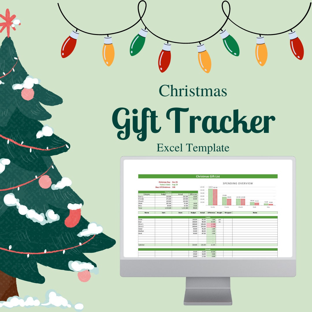 Christmas Gift Budget Spreadsheet Christmas List Budget Planner Christmas Gift Budget Spreadsheet Christmas List Budget Planner