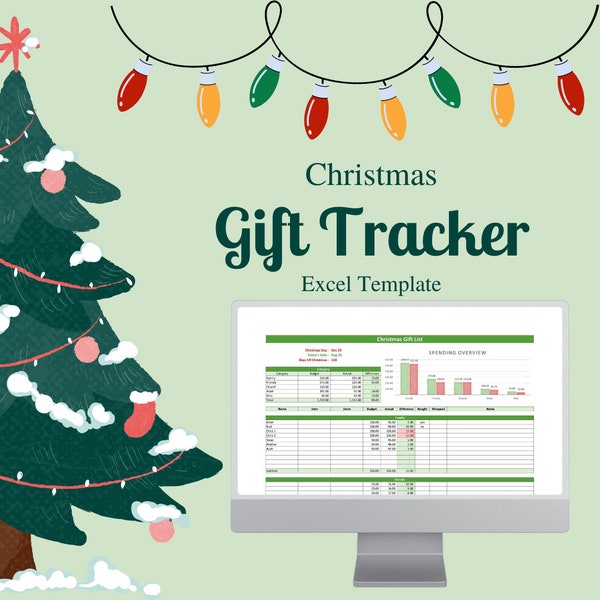 Christmas Gift Budget Spreadsheet - Christmas List Budget Planner - Christmas Gift Excel Template - Christmas Spending Budget Tracker