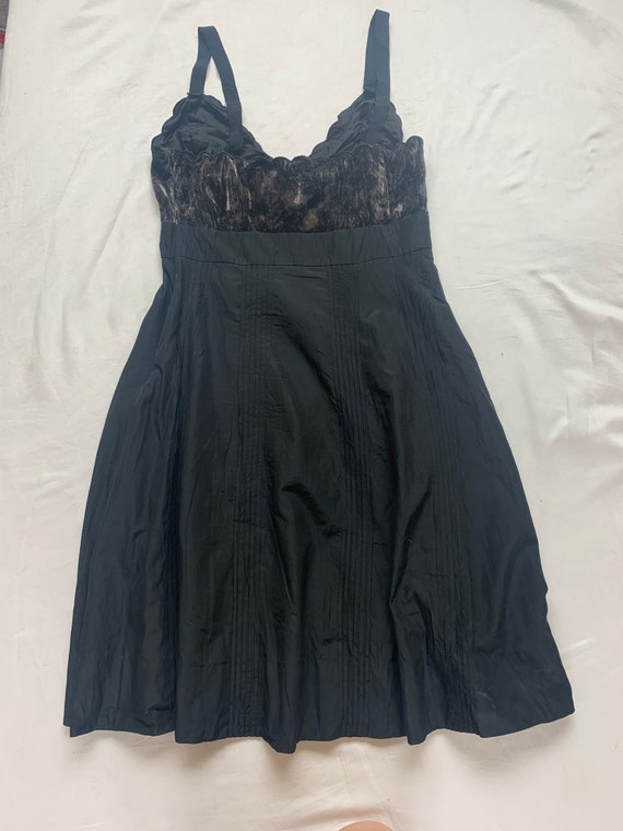 Anthropologie black silk and velvet dress - image 2