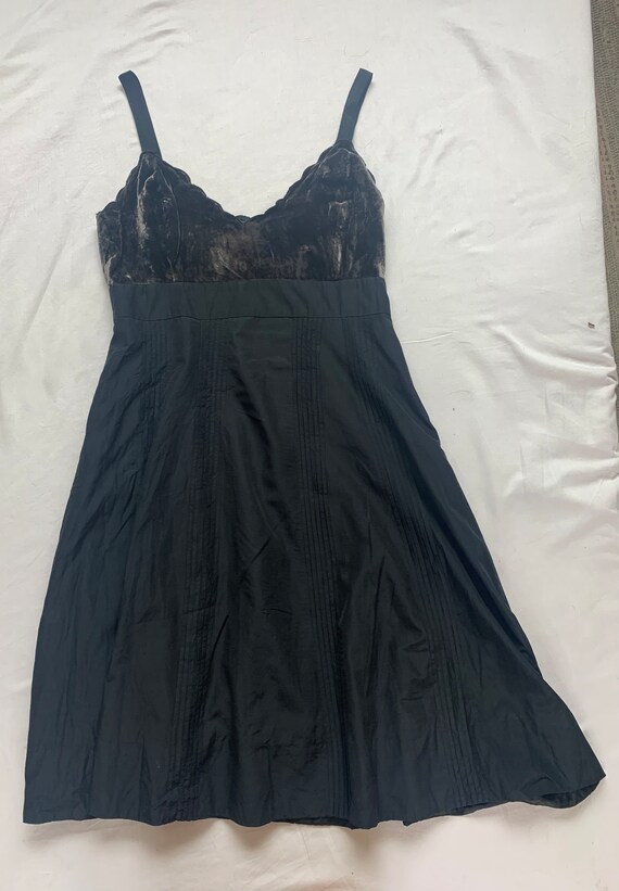 Anthropologie black silk and velvet dress - image 1