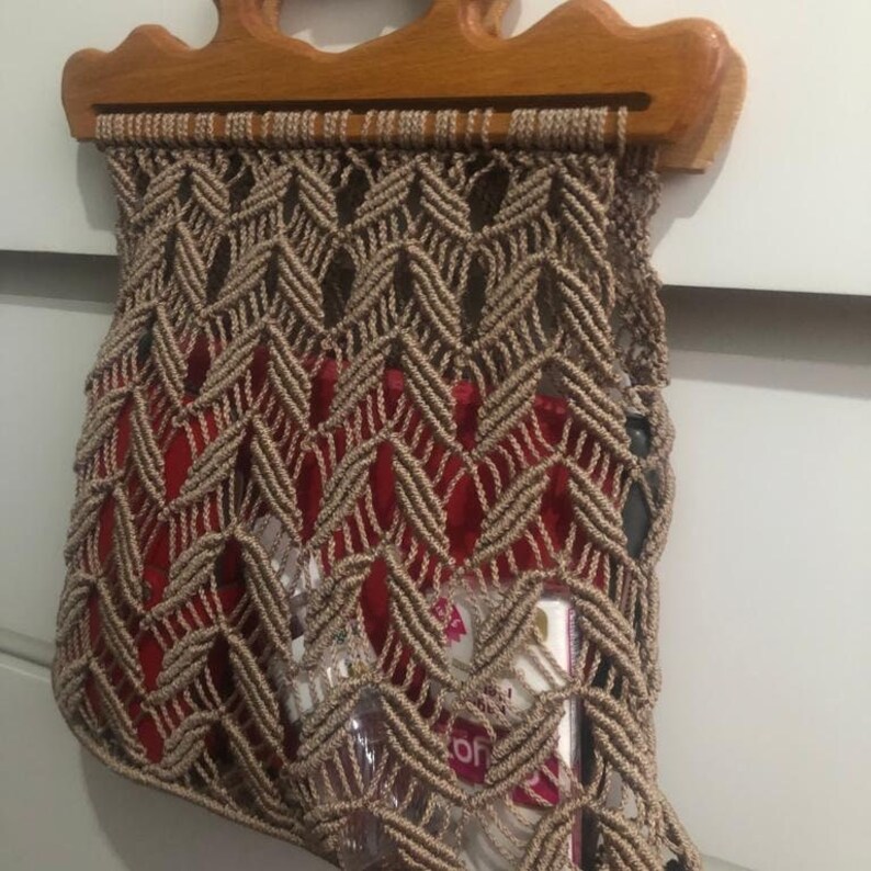 Handmade Macrame Bag With Wooden Haft woven Tote Bag boho Macrome ...