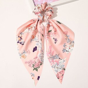 Long Ribbon Hair Scrunchie - Delightful Floral Accessory