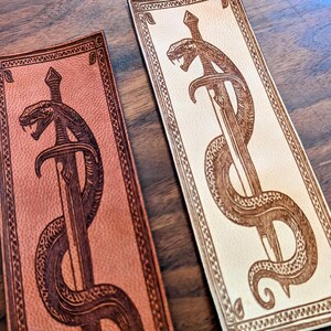 Leather Bookmark Sword Bookmark Gift for Book Lovers Snake Bookmark Aurelius Leather Bookmark Stoic Gift for him engraved bookmark for gift