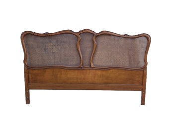 Vintage French Provincial Woven Cane California King Sized Headboard