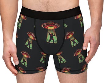 Lustige Big Foot UFO Männer Boxer: Neuheit Sasquatch Unterwäsche