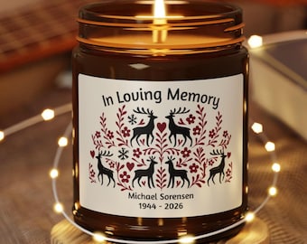 Personalized Memorial Scented Soy Candle Amber Jar