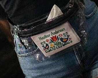Custom Scandi Folk Art Clear Fanny Pack, Stadium Approved, Concert See-Thru