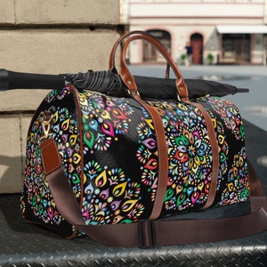 Patterned Waterproof Travel Duffel Bag: Nylon Overnight Carry-on