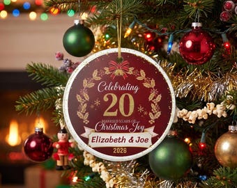 20th Anniversary Christmas Ornament | Personalized 20 Married Christmas