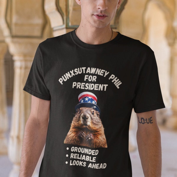 Punxsutawney Phil for President Unisex Jersey Short Sleeve Tee, Punxsutawney Phil, groundhog, February, winter celebration, 2024, elections