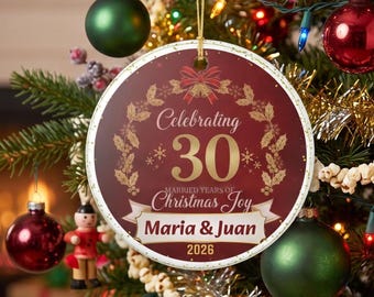 30th Anniversary Christmas Ornament | Personalized 30 Married Christmas