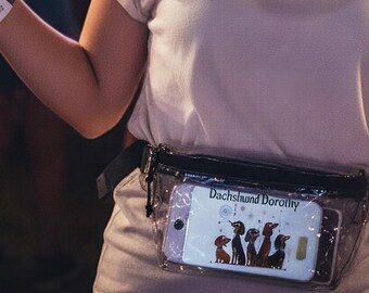 Custom Dachshund Clear Fanny Pack, Stadium Approved, Concert See-Thru