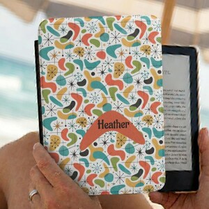 Atomic Mid Century Pattern Kindle-skal, retrodesign, Paperwhite och Colorsoft SIgnature 24- och 25-modeller