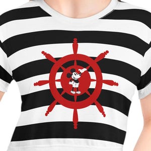 Camiseta corta con estampado de marinero marítimo, camiseta con estampado de dibujos animados náuticos, top divertido y lindo, ropa de moda para mujer, ropa de playa de verano