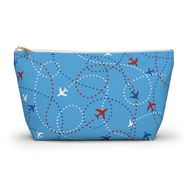 Accessory Pouch w T-bottom in blue with Jets and contrails
