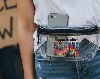 Hippie Spread Love Clear Fanny Pack, Stadium Approved, Concert See-Thru, Personalized Accessory
