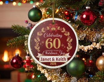 60th Anniversary Christmas Ornament | Personalized 60 Married Christmas