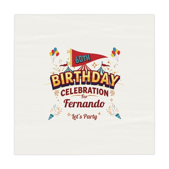 Custom 60th Birthday Tablecloth, Personalized Party Decor