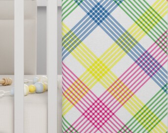 Soft Fleece Baby Blanket in a multicolor plaid